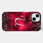 クリススタイリッシュフェイクタルRhinestone文字U赤黒 Case-Mate iPhoneケース (裏面 (横))