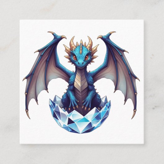 クリスタルから孵化するドラゴンのビジネスカード スクエア名刺 (正面)