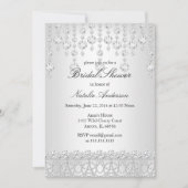 クリスタルかわいらしブライダルシャワーシルバーグレーホワイト 招待状 (正面)