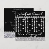 クリスタルとハートのエンゲージメントパーティー招待状 招待状 (正面/裏面)