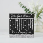 クリスタルとハートのエンゲージメントパーティー招待状 招待状 (スタンド正面)