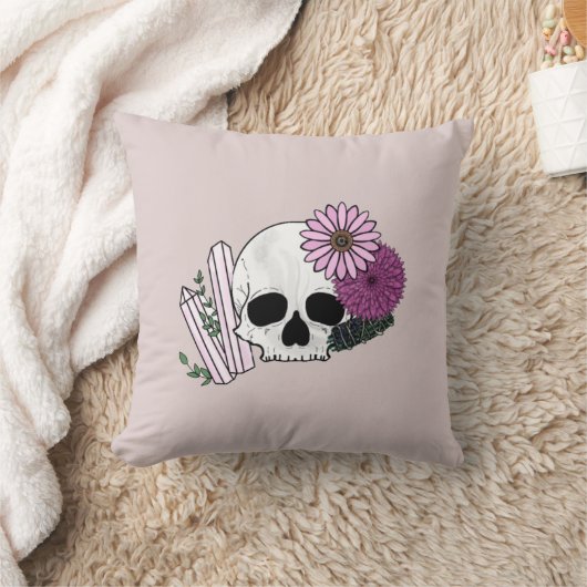 クリスタルと汚れフローラスカル クッション (ブランケット)