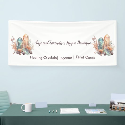 クリスタルと花あなたのビジネス名 横断幕 (トレードショー)