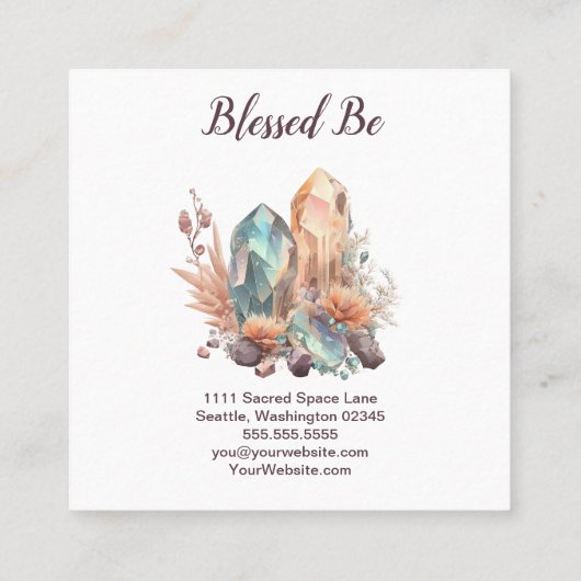 クリスタルと花の名刺 スクエア名刺 (裏面)