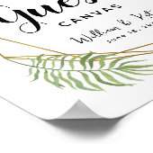 クリスタルの緑の葉のゲ結婚ストキャンバスのサイン ポスター (角)