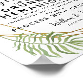 クリスタルの葉の緑のオープンバー結婚のサイン ポスター (角)