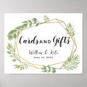 クリスタルの葉の緑の葉のカードと結婚ギフト ポスター (正面)