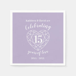 クリスタルの記念日15年の愛のナプキン スタンダードカクテルナプキン