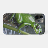 「クリスタルの透明度:葦の上の緑のガラスのカエル」 Case-Mate iPhoneケース (裏面(横))
