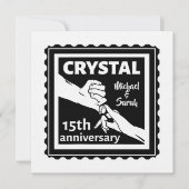 クリスタルの15周年結婚記念日 手を繋ぐ 招待状 (正面)