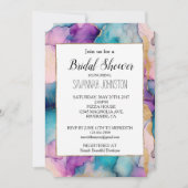 クリスタルアクアブルーパープルピンクブライダルシャワー 招待状 (正面)