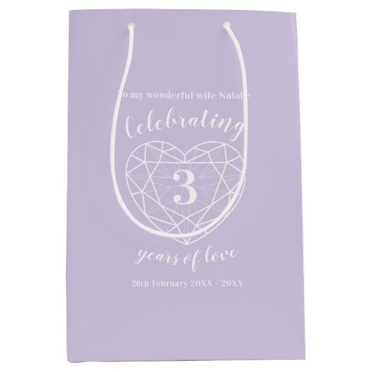 クリスタルアニバーサリー3年の妻抱き枕 ミディアムペーパーバッグ (正面)