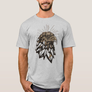クリスタルイーグルのアイコン:灰色のスタイルで舞う Tシャツ
