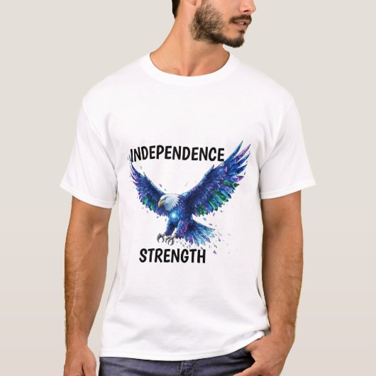 クリスタルイーグル・イン・フライト - 独立と強さ Tシャツ (正面)