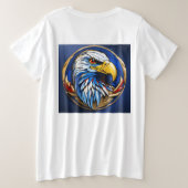 クリスタルイーグル：抱擁の決定 プラスサイズTシャツ (デザイン裏面)