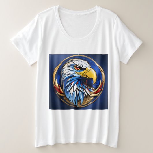 クリスタルイーグル：抱擁の決定 プラスサイズTシャツ (デザイン正面)