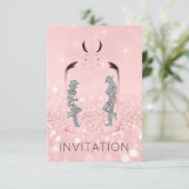 クリスタルウエスタンカントリーパーティーグリッターピンクグレー 招待状 (スタンド正面)