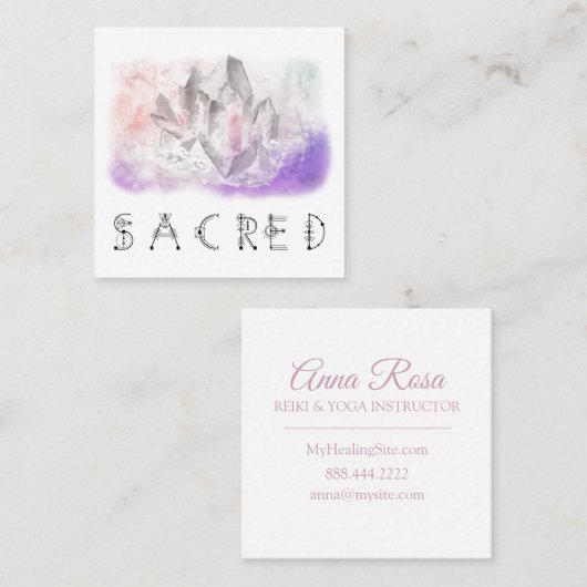 *~*クリスタルウォーターの色の神聖な癒し芸術 スクエア名刺 (正面/裏面)