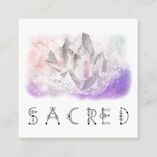 *~*クリスタルウォーターの色の神聖な癒し芸術 スクエア名刺 (正面)