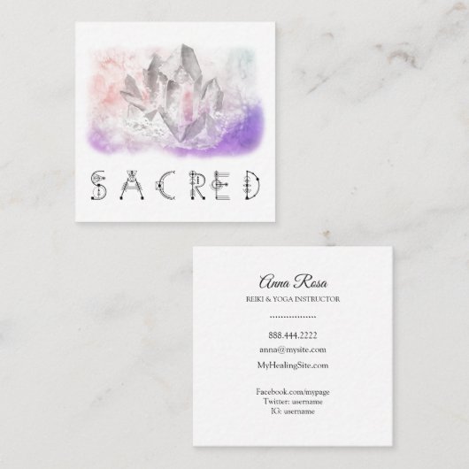 クリスタルウォーター色の聖なる癒しの芸術 スクエア名刺 (正面/裏面)