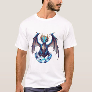 クリスタルエッグから孵化するドラゴンの子供Tシャツ Tシャツ