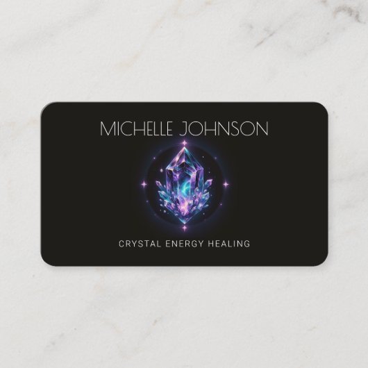 クリスタルエナジーヒーラーアメジスト紫/青ロゴ 名刺 (正面)
