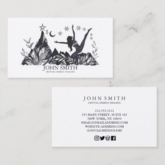 クリスタルエネルギーヒーラーチャクラスピリチュアル瞑想 名刺 (正面/裏面)