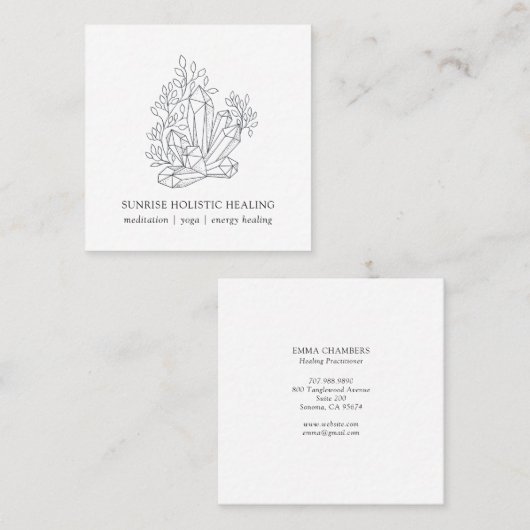 クリスタルエネルギー修復ウェルネスビジネスカード スクエア名刺 (正面/裏面)