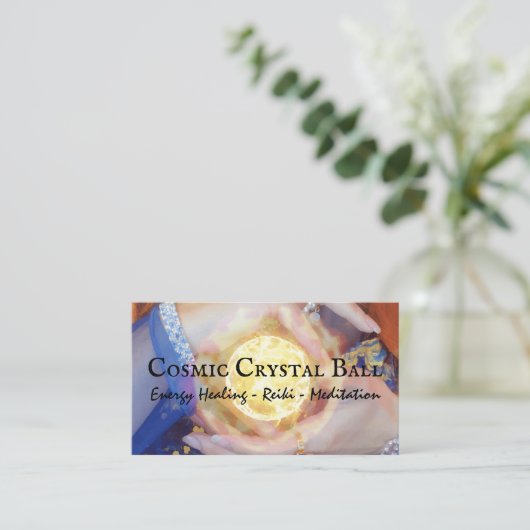 クリスタルエネルギー修復霊気魔法サンボール 名刺 (スタンド正面)