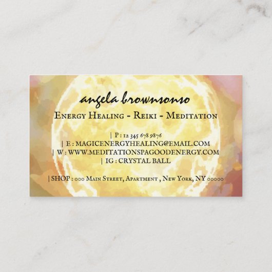 クリスタルエネルギー修復霊気魔法サンボール 名刺 (裏面)