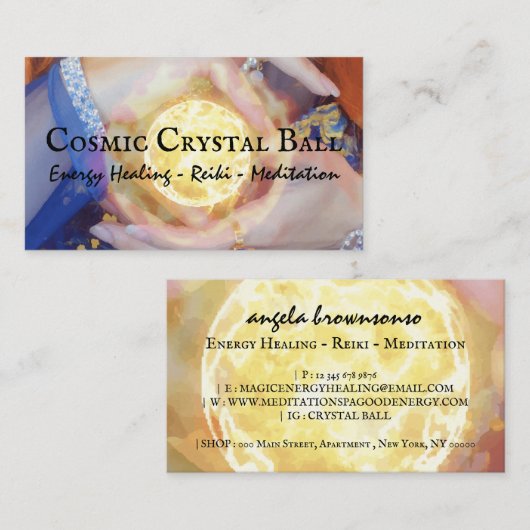 クリスタルエネルギー修復霊気魔法サンボール 名刺 (正面/裏面)