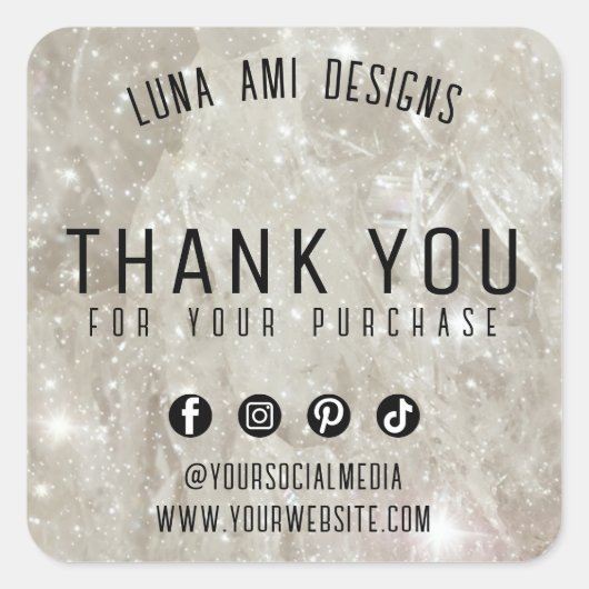 クリスタルエレガントきらめくダイヤモンドご注文ありがとうございます スクエアシール (正面)