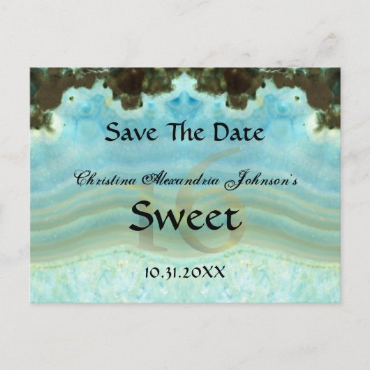クリスタルエレガントブルー甘い16日付を保存 案内ポストカード (正面)
