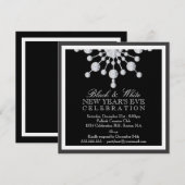 クリスタルエレガント·スノー·ニューイブ·ブラック&ホワイト 招待状 (正面/裏面)