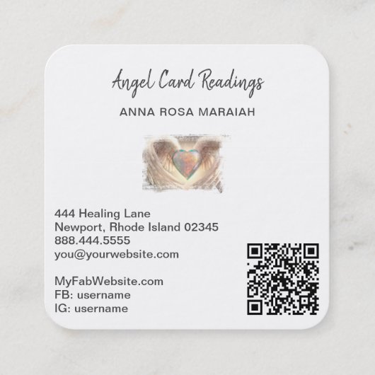 *~*クリスタルオパールハートQRエンジェルウィングAP78ウォーム スクエア名刺 (裏面)