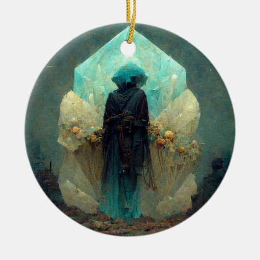 クリスタルガーディアンエイリアンSci-Fiファンタジー セラミックオーナメント (正面)