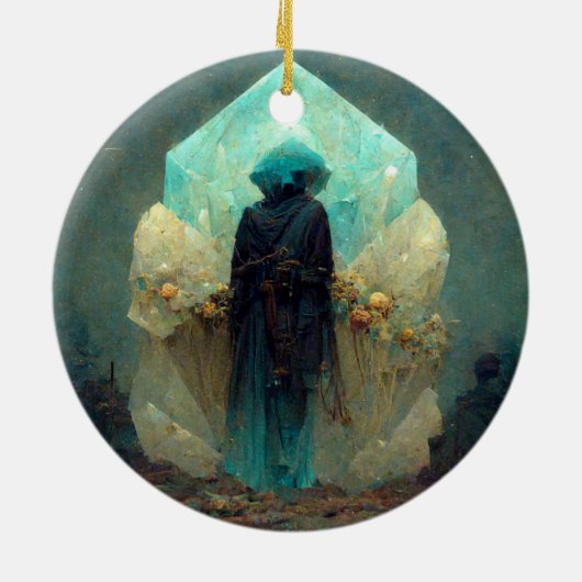 クリスタルガーディアンエイリアンSci-Fiファンタジー セラミックオーナメント (裏面)