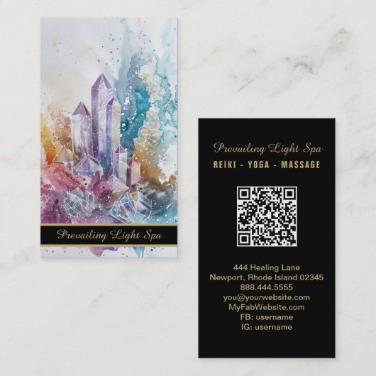 *~*クリスタルクラスタレインボーAP90アートドリップQR 名刺 (正面/裏面)