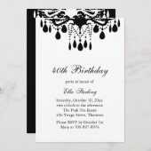 クリスタルグランド社交ダンス誕生日招待状(黒) 招待状 (正面/裏面)