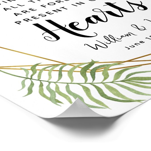 クリスタルグリーン葉メモリーキャンドルサインウェディング ポスター (角)