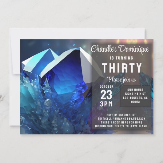 クリスタルジェムストーン9月《星座》乙女座サファイア誕生日 招待状 (正面)