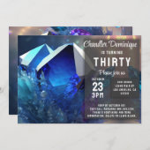 クリスタルジェムストーン9月《星座》乙女座サファイア誕生日 招待状 (正面/裏面)