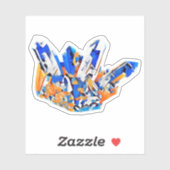 クリスタルジェムズロックブルーオレンジ抽象芸術アート シール (シート)