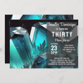 クリスタルジュエリーピセスアクアマリンマーチ誕生日 招待状 (正面/裏面)