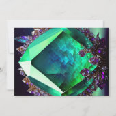 クリスタルジュエルグリーンエメラルドジェムストーンメイ誕生日 招待状 (裏面)