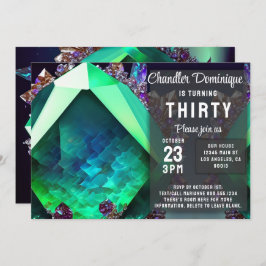 クリスタルジュエルグリーンエメラルドジェムストーンメイ誕生日 招待状