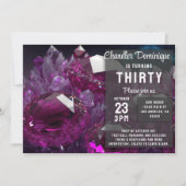 クリスタルジュエルトーンガンルビーレッド7月誕生日 招待状 (正面)