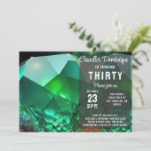 クリスタルジュエルレオグリーンペリドット威厳がある誕生日 招待状 (スタンド正面)