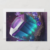 クリスタルジュエルントーンアレキサンドライトジェムジューン誕生日 招待状 (裏面)