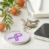 クリスタルスタイリッシュピンクリボン認識度ニット キーホルダー (側面)